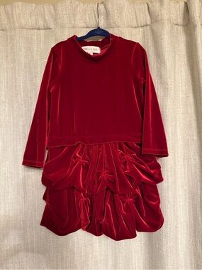 Isobella & Chloe Deep Red Velvet Ruffled Party Dress